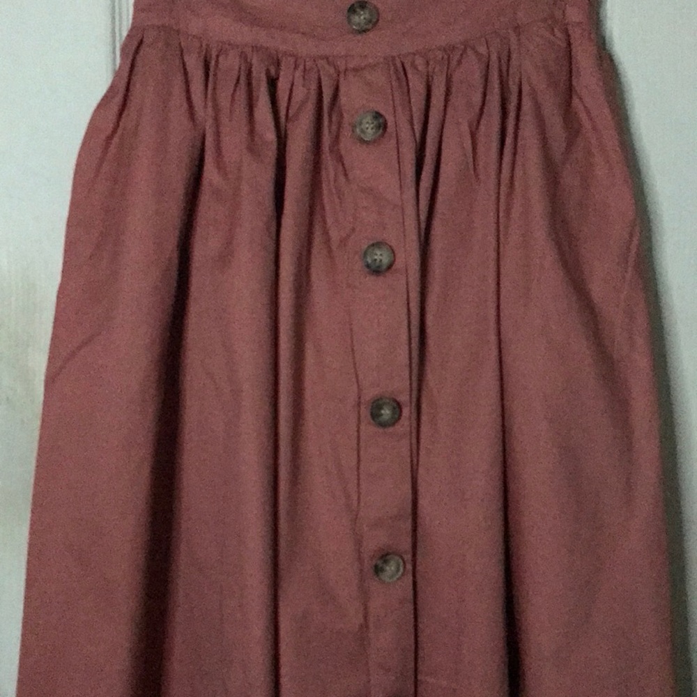 Button down blush pink pleated skirt